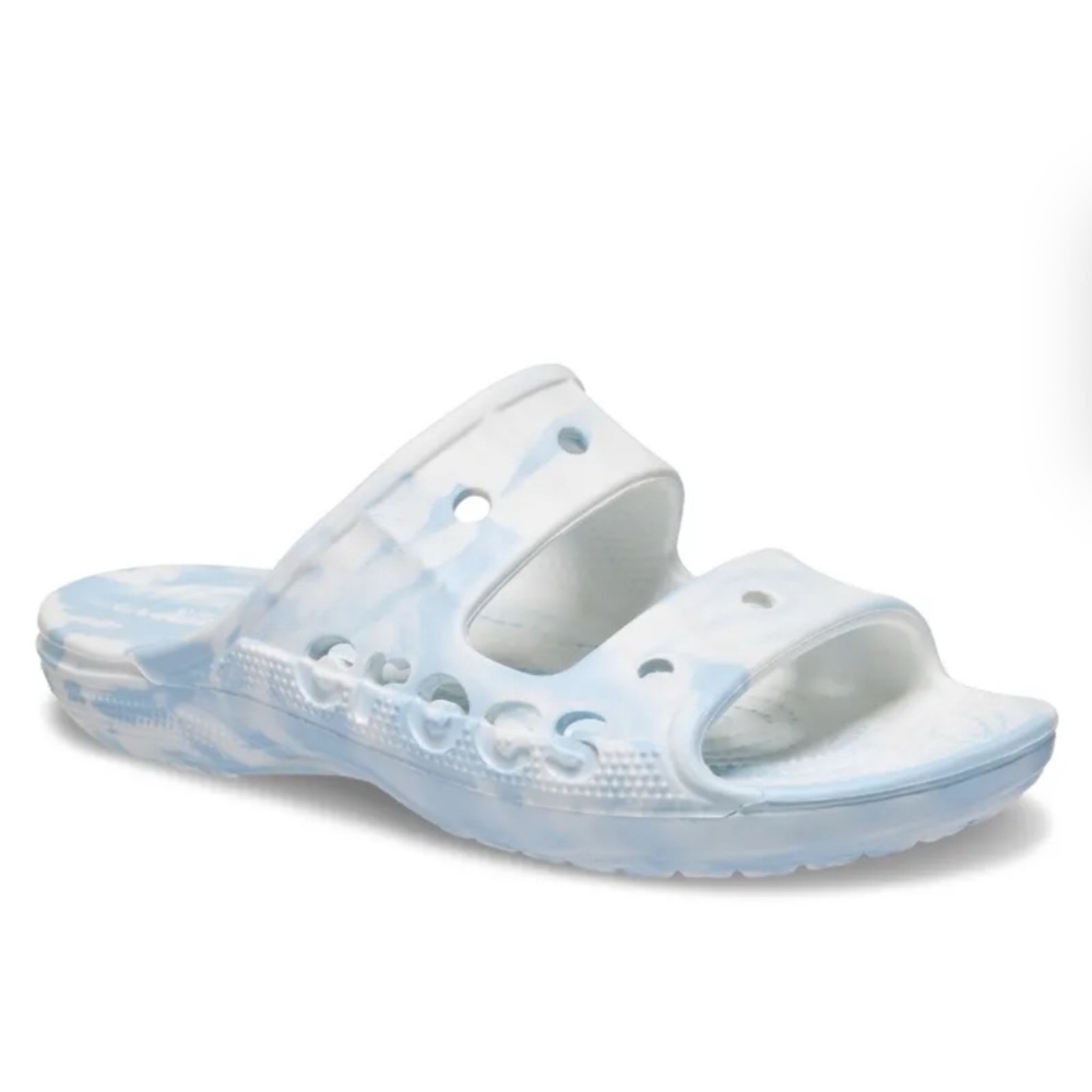CROCS Women's Light Blue and White Slide Sandals